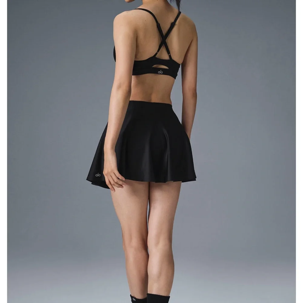 Alo Airlift Down The Line Tennis Skirt Black Size Small BNWT